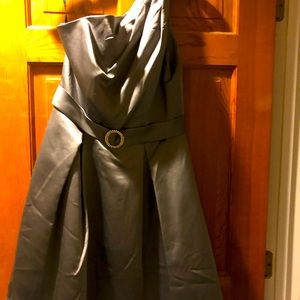 Dress, cocktail, women’s, dressy, satin, sz 6, to knee, grey, NWT, never worn.